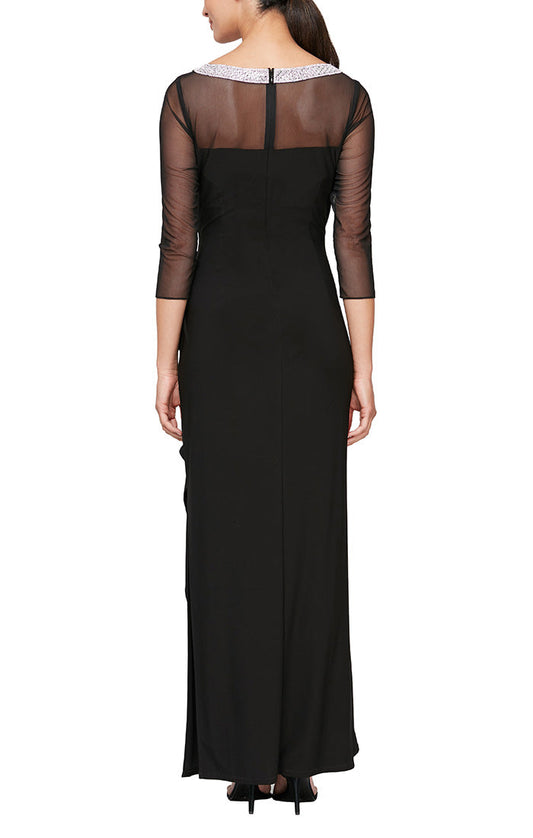 Wholesale Sheath Crepe Dress with Embellished Sweetheart Illusion Neckline and Cascade Detail Skirt Alex Evenings 81351653