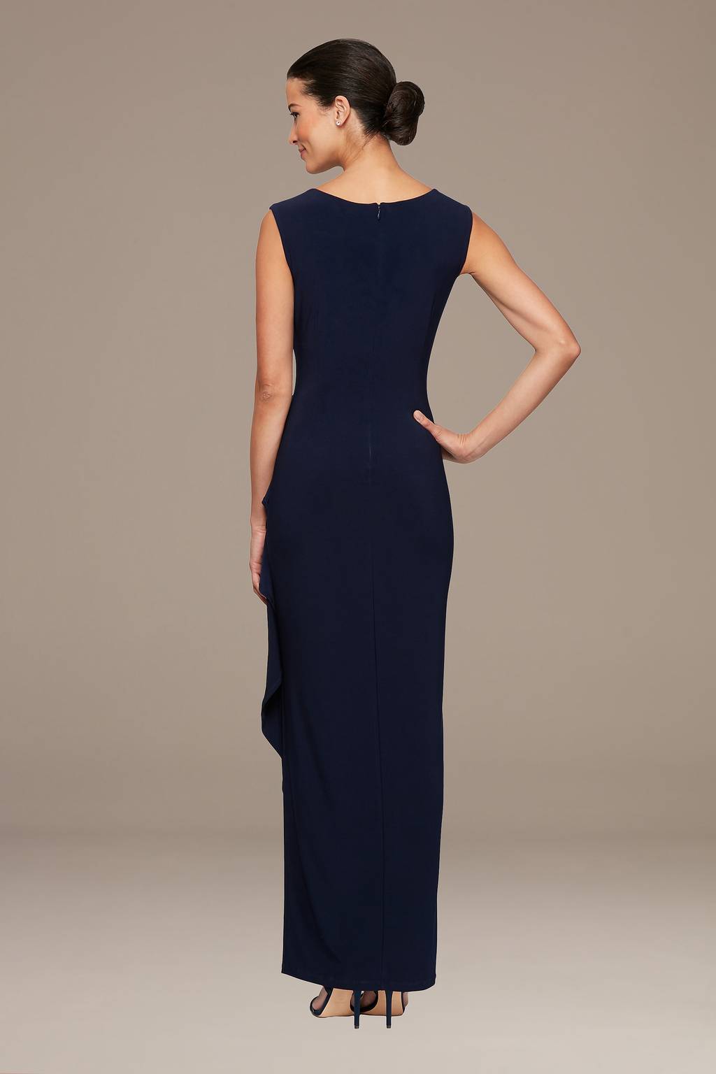 Wholesale Long Sleeveless Crepe Side Ruched Dress with Sweetheart Embroidered Lace Illusion Neckline & Side Slit Alex Evenings 82351473