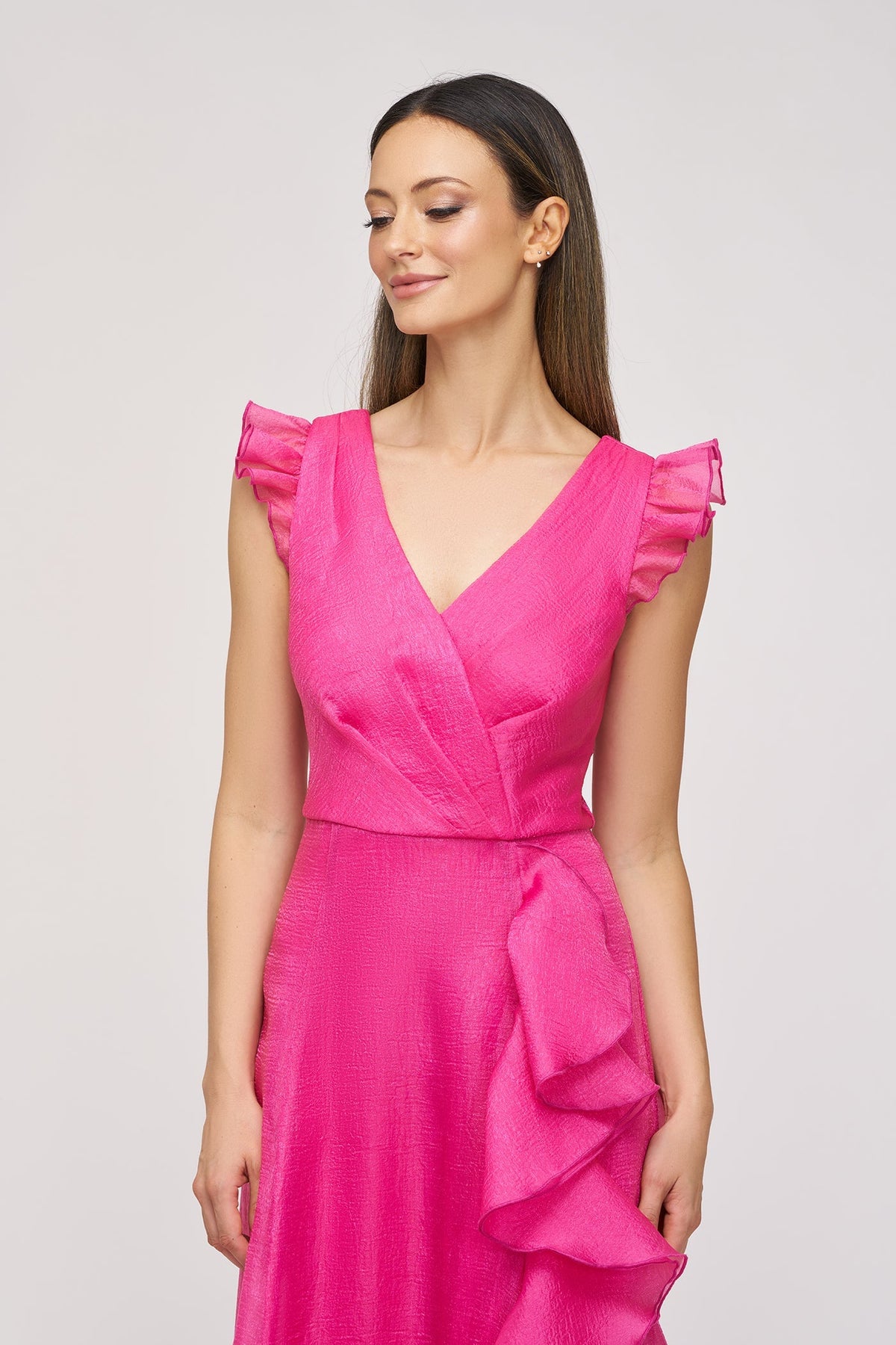 V-Neck Ruffle Organza Gown JS Collections 86113577 Wholesale