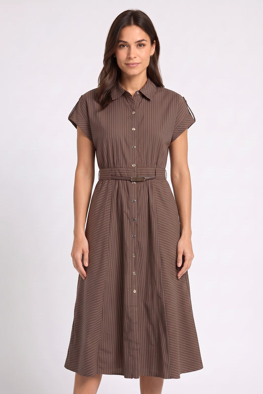Dolman Sleeve Belted Midi Dress Badgley Mischka BW50397