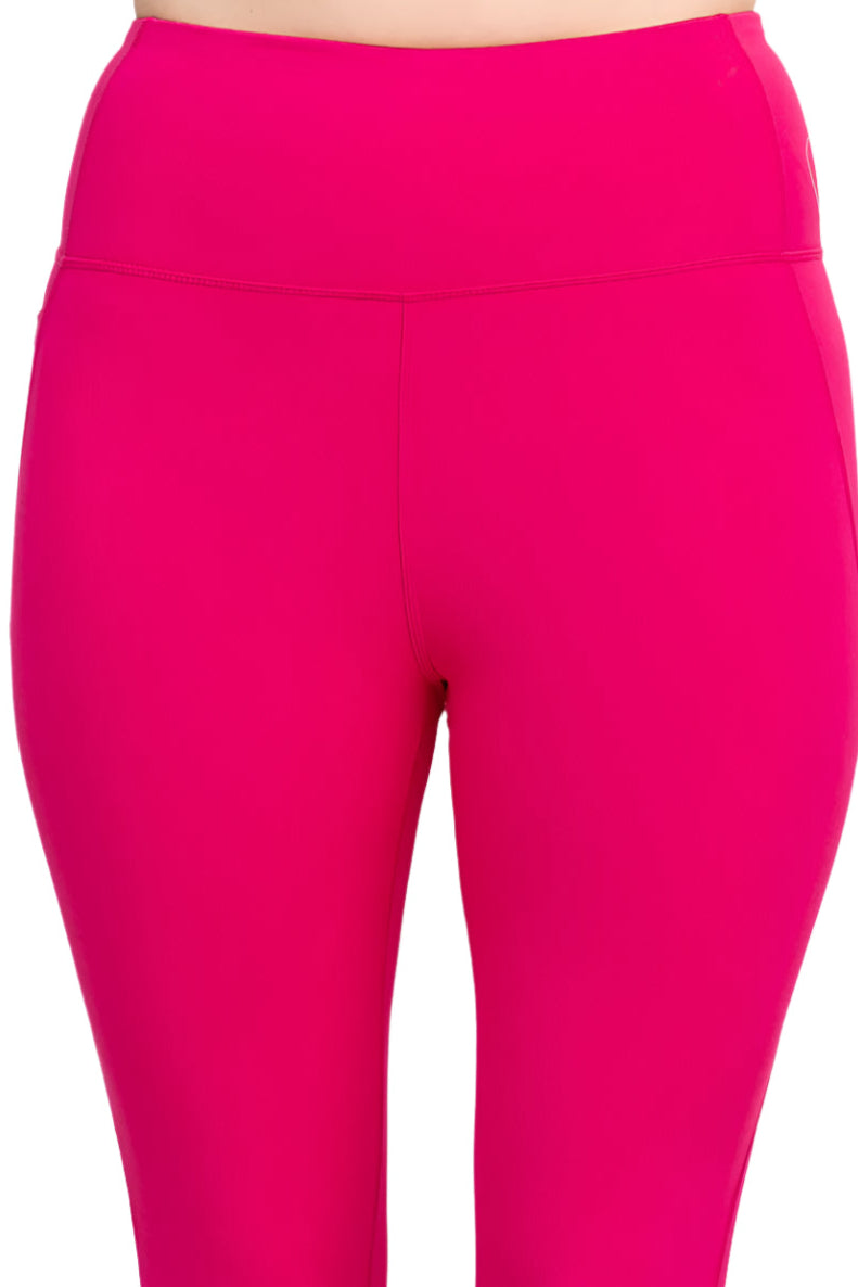 Activology Mid Waist 7/8 Interlock Legging with Side Pocket - NEON RASPBERRY - Fabric