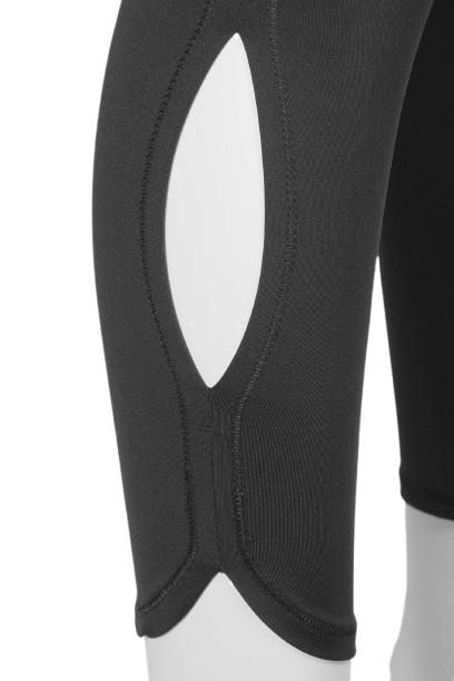 Nanette Lepore Play Mid Waist Solid Dolphin Hem Side Keyhole 3/4 Spandex Legging - BLACK - Side Keyhole