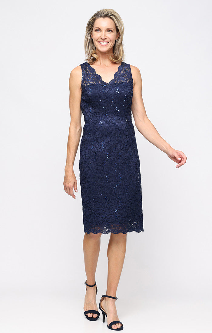 V-Neck Lace Bolero Dress SL Fashions 9213128