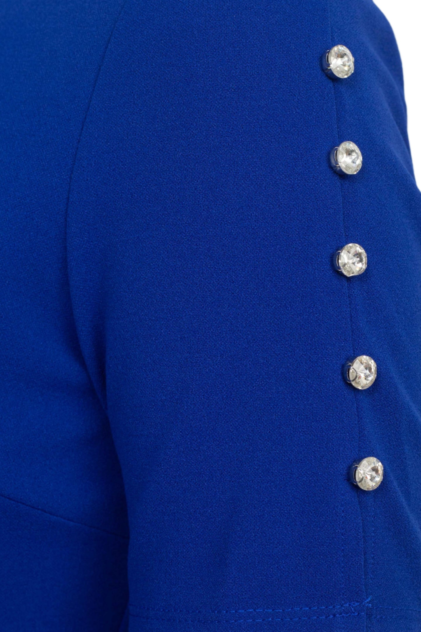 SL Fashion Scoop Neck Sheath Dress With Short Embellished Sleeves - COBALT - Fabric