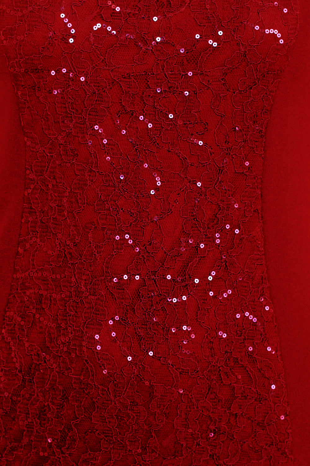 SL Fashion Cutout Crew Neck Cap Sleeve Sheath Zipper Back Lace Panel Crepe Dress - RED - Fabric