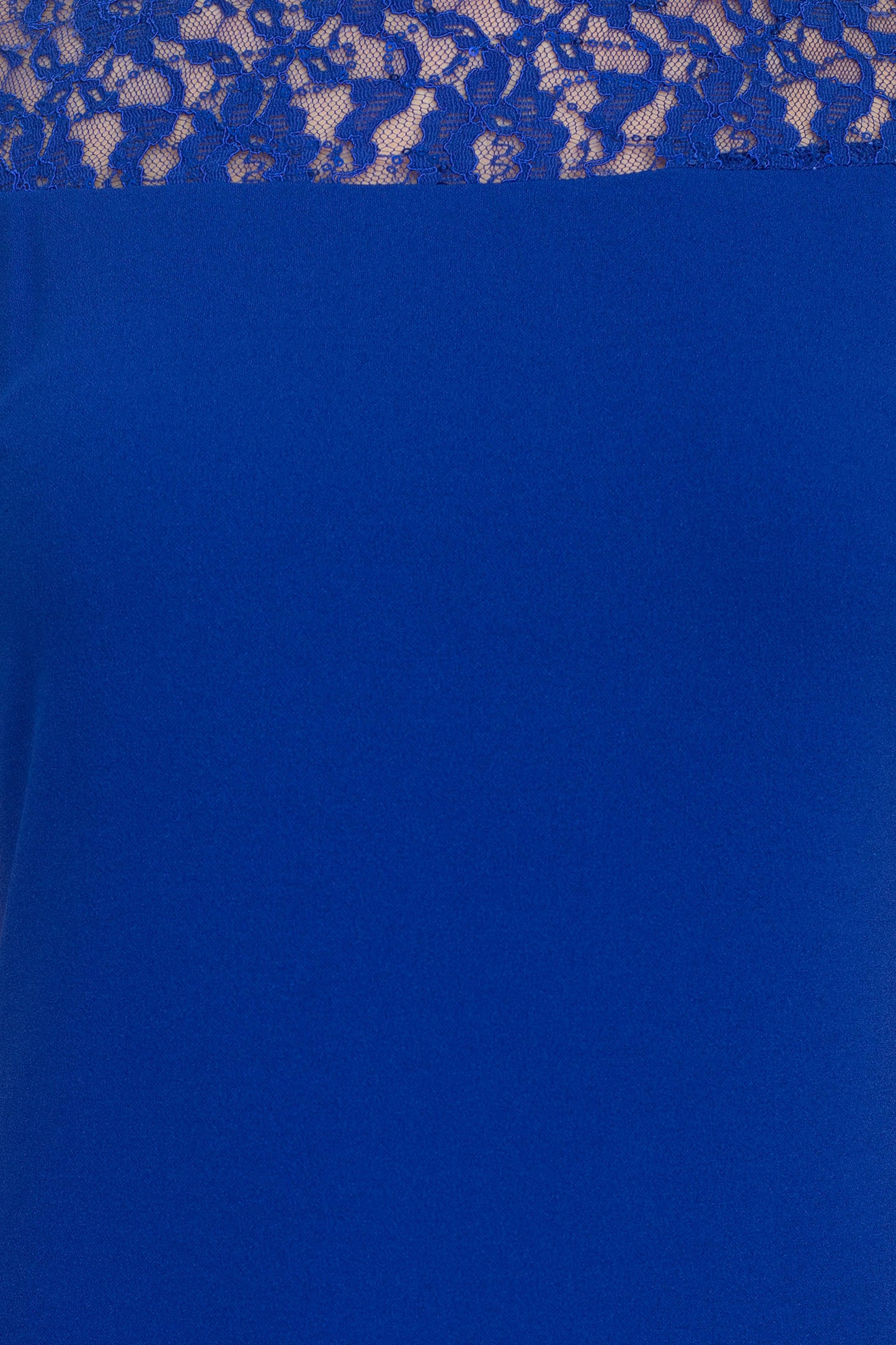 SL Fashion Crew Neck Short Sleeve Solid Sheath with Embroidered Yoke Jersey Dress - COBALT - FABRIC