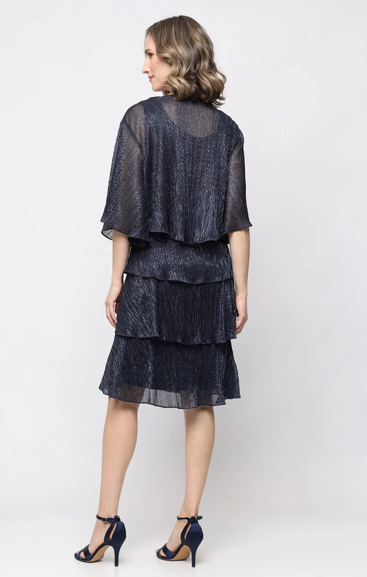 SL Fashions Tiered Beaded Neck Jacket Dress 9155215