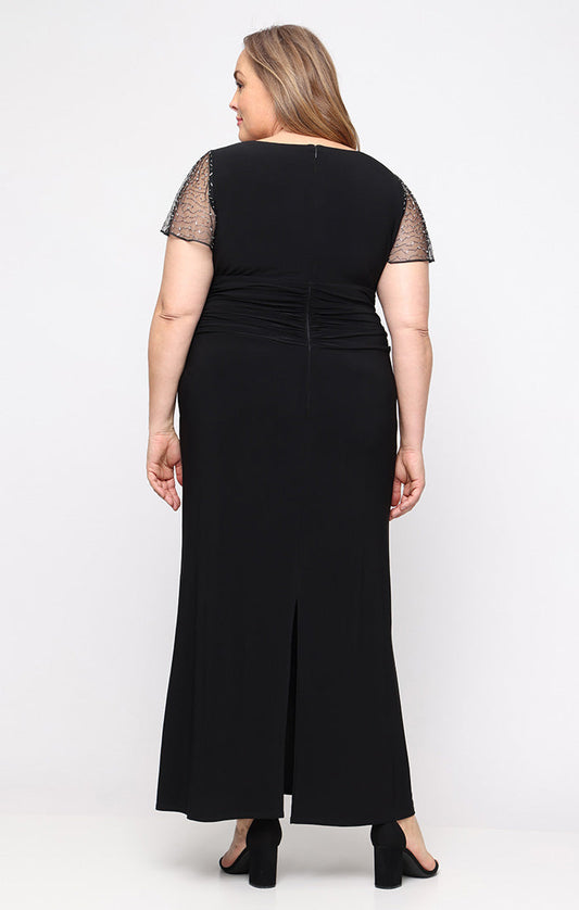 Square Neck Floor-Length Jersey Formal Sheath Column Gown SL Fashions 9435254