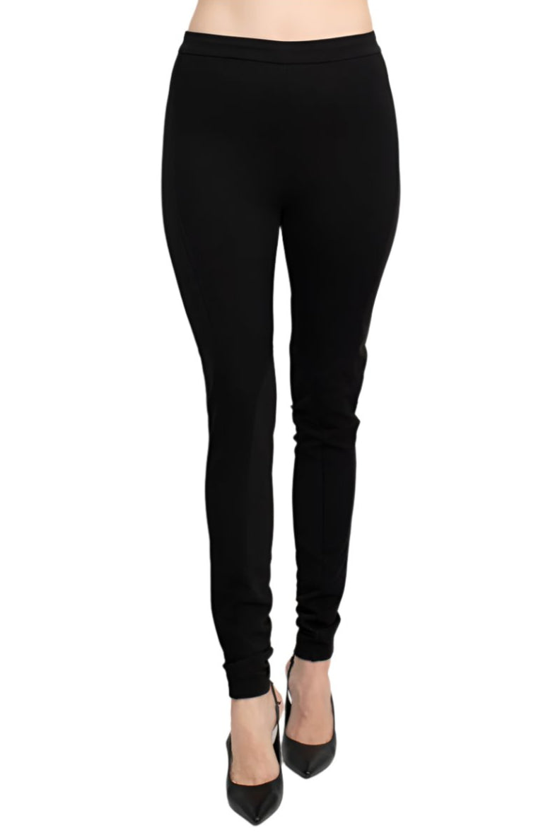 Alberto Makali Mid Waist Pull On Banded Waist Solid Stretch Crepe Pant - BLACK - Front