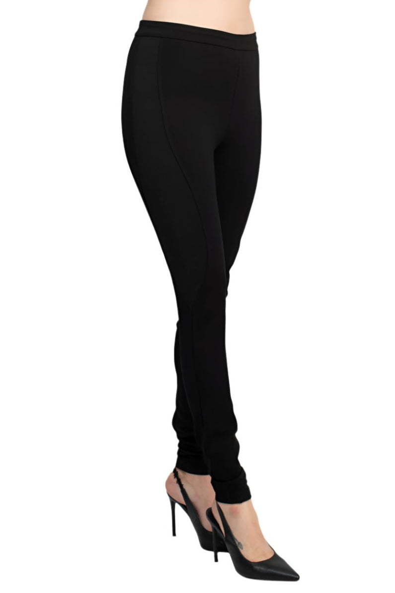 Alberto Makali Mid Waist Pull On Banded Waist Solid Stretch Crepe Pant - BLACK - Side