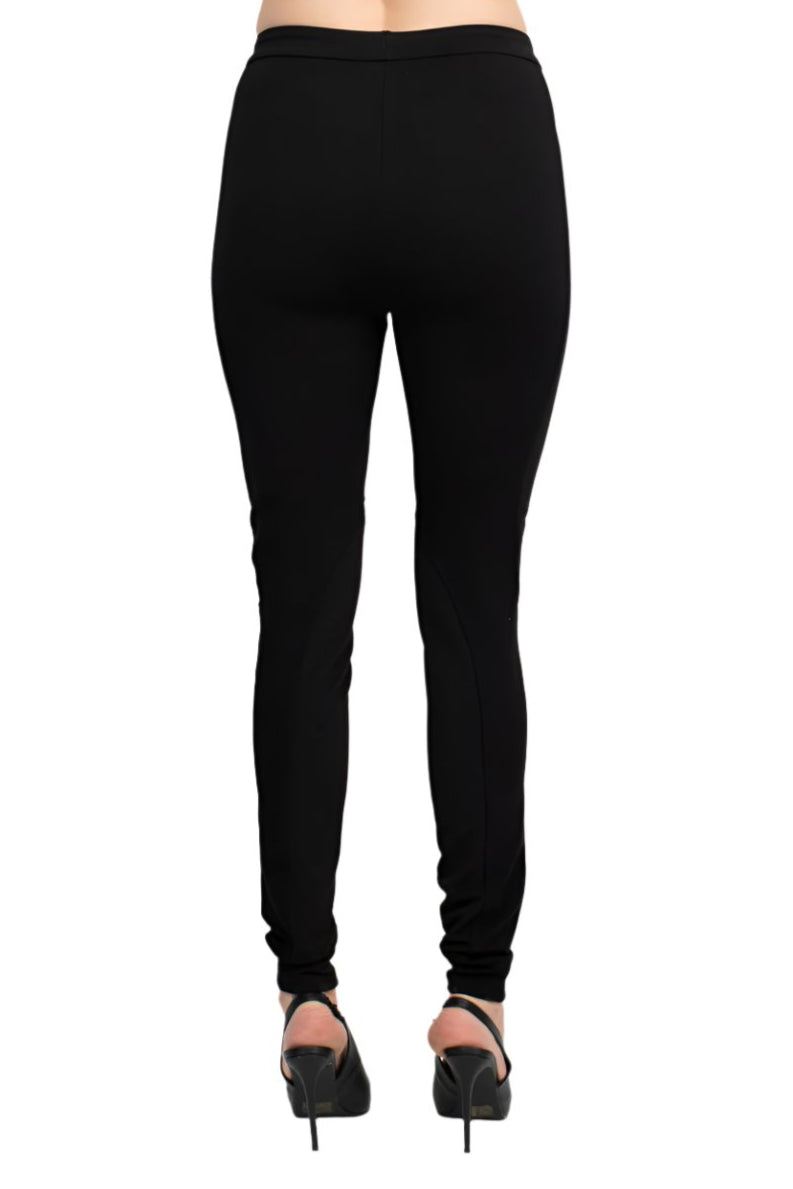 Alberto Makali Mid Waist Pull On Banded Waist Solid Stretch Crepe Pant - BLACK - Back