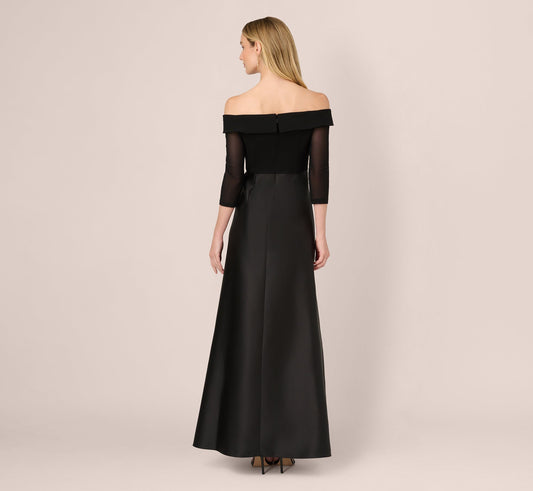 Off-the-Shoulder Floor-Length Satin Occasion A-Line Adrianna Papell AD5E212762