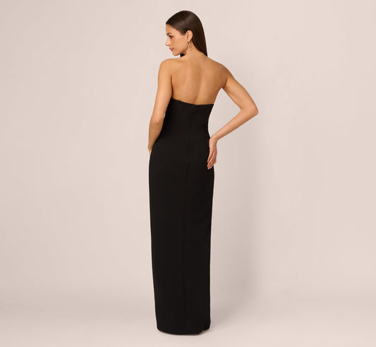 Strapless Curved Neck Floor-Length Crepe Formal Sheath/Column Adrianna Papell ADAE212444