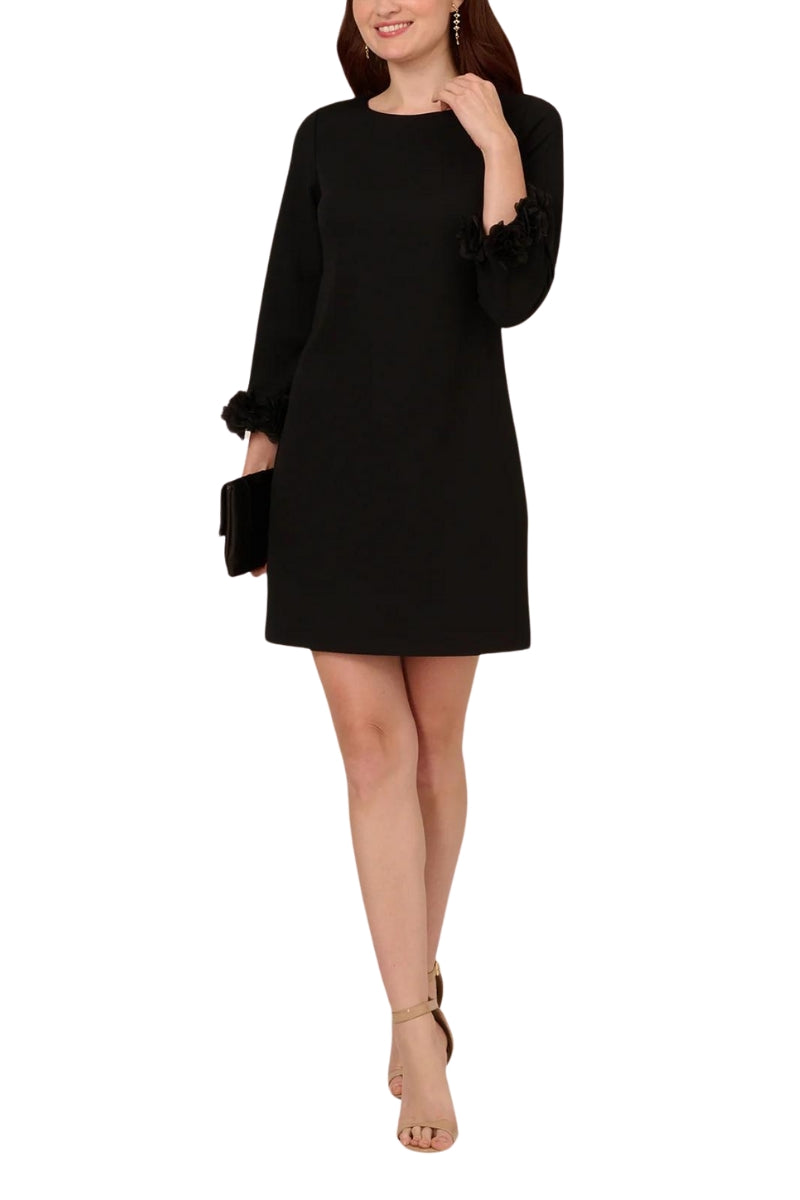 Adrianna Papel Ruffle Cuff Long Sleeve Crepe Cocktail Dress