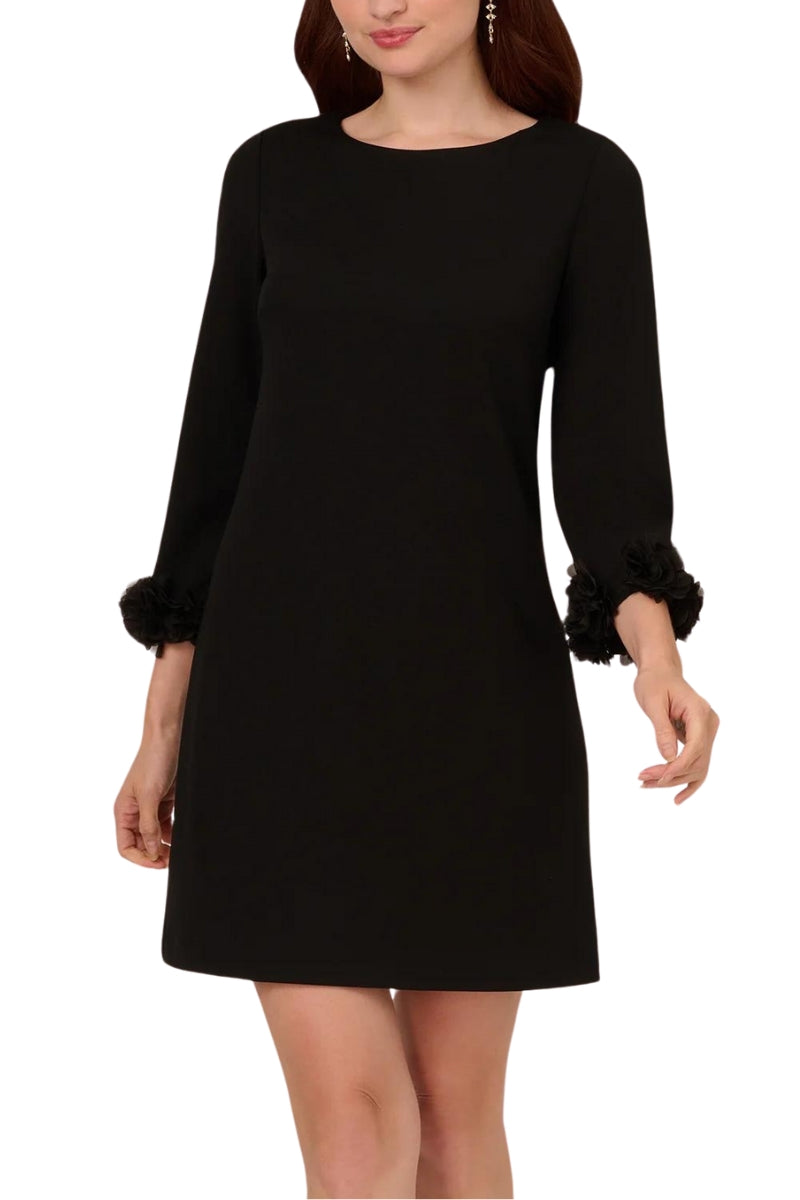 Adrianna Papel Ruffle Cuff Long Sleeve Crepe Cocktail Dress