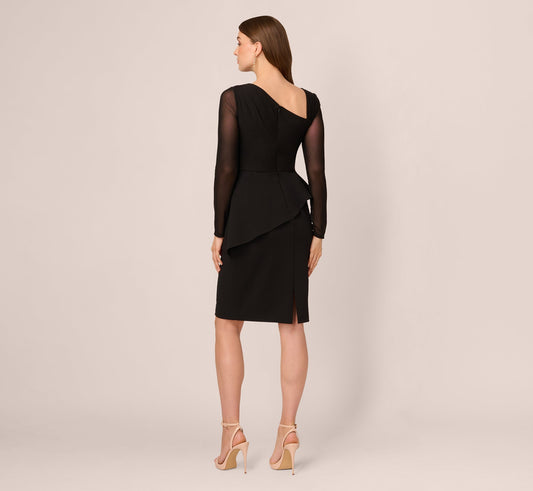 One-Shoulder Knee-Length Scuba Cocktail Dress Adrianna Papell AP1D106060