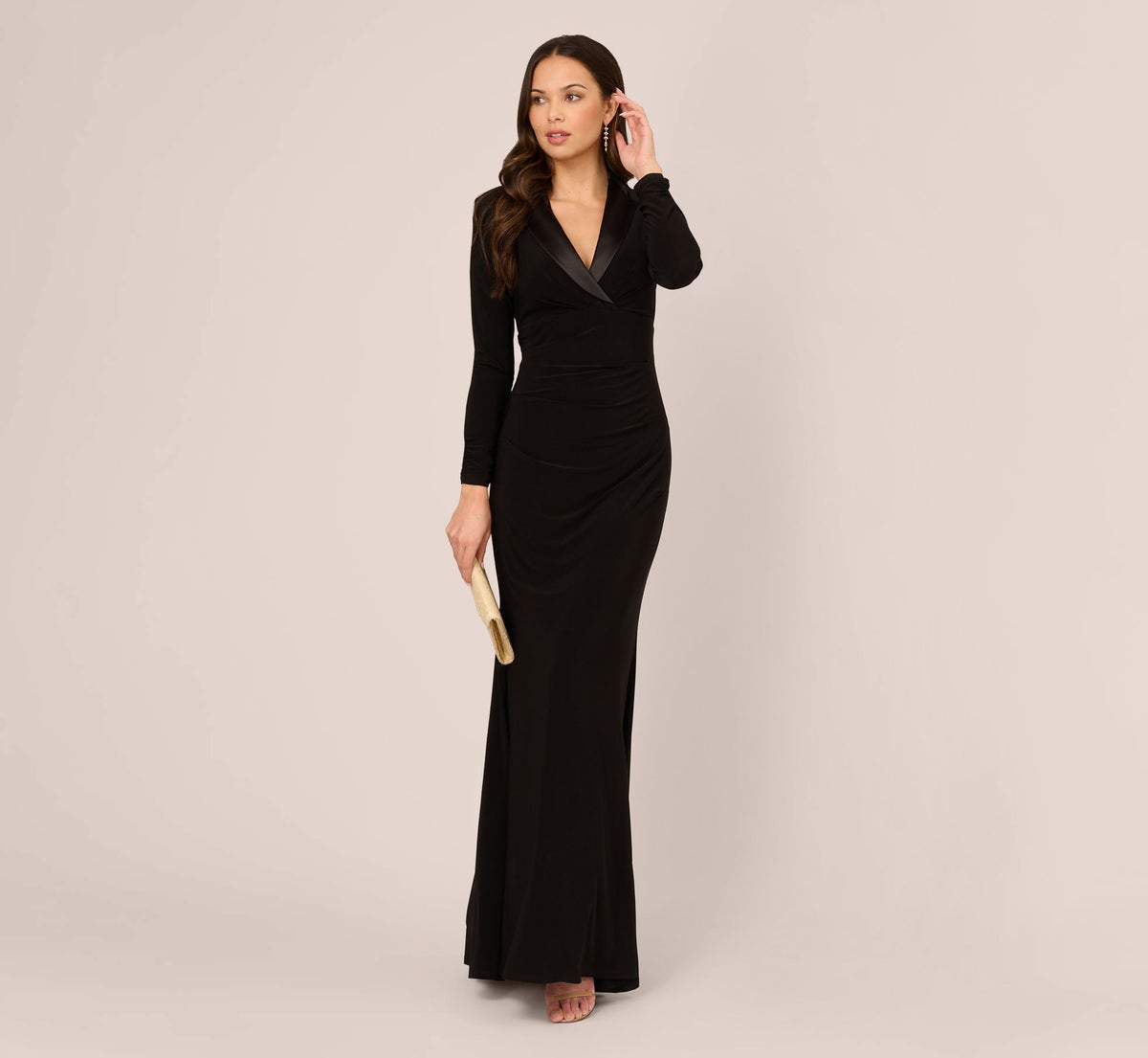 Long Sleeve Tuxedo Mermaid Gown Adrianna Papell AP1E211009