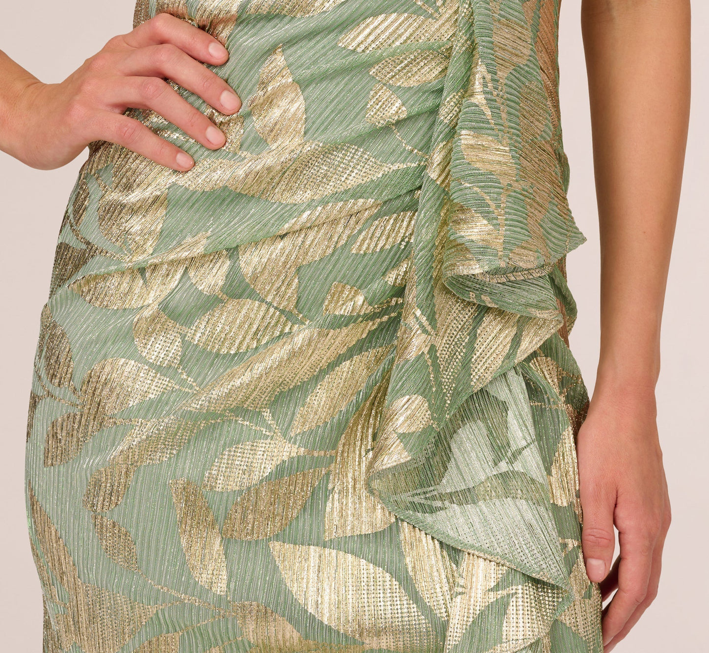 Adrianna Papell AP1E211044 Long Metallic Formal Slit Dress