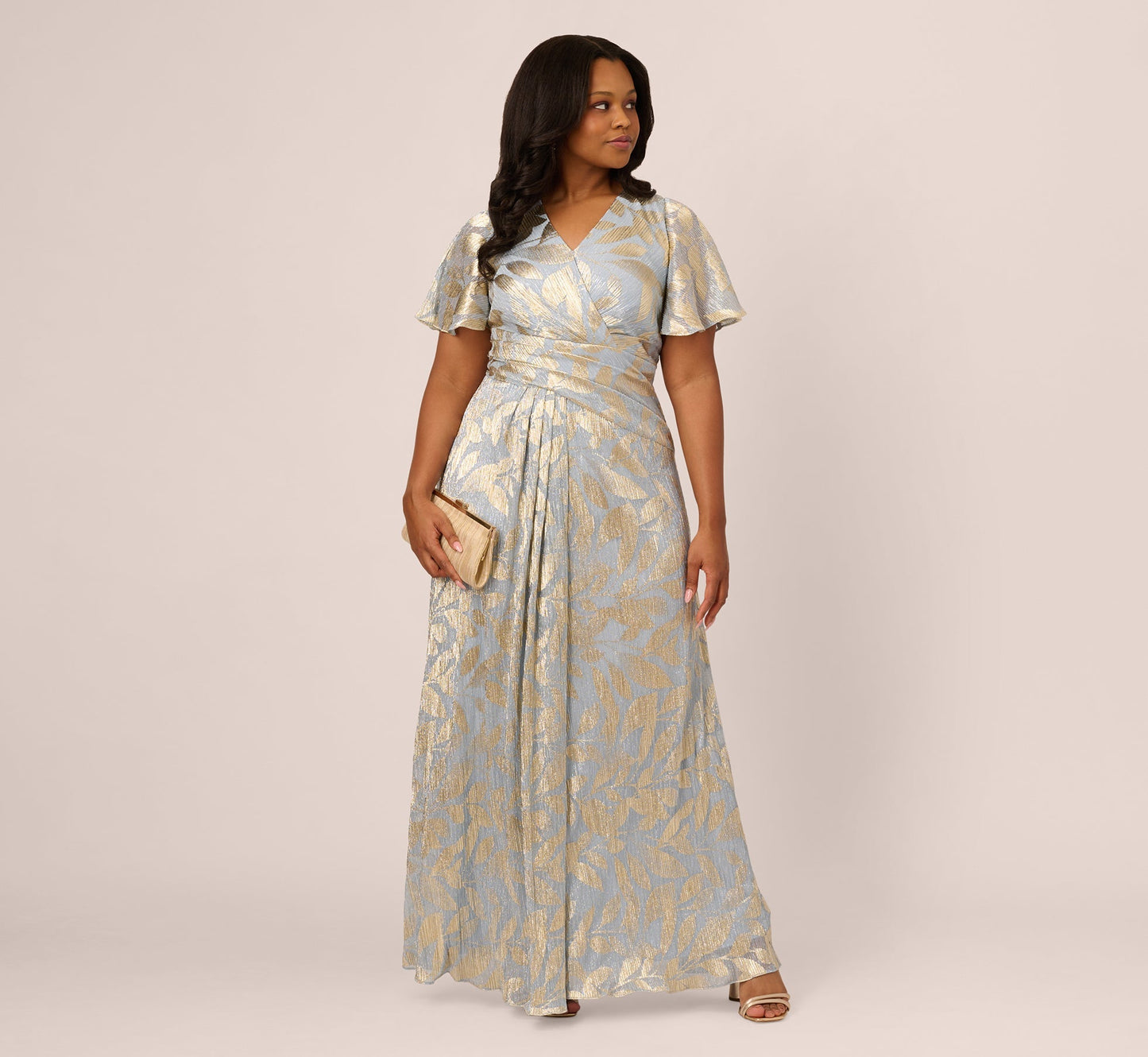 Foiled Leaf Plus Size Gown Adrianna Papell AP1E211045
