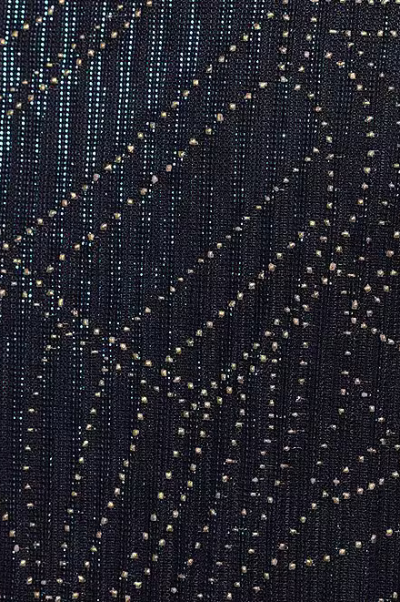 Adrianna Papell Metallic Mesh Surplice V-Neck Long Sleeve A-Line Dress ( Plus Size ) - GOLD BLUE - Fabric