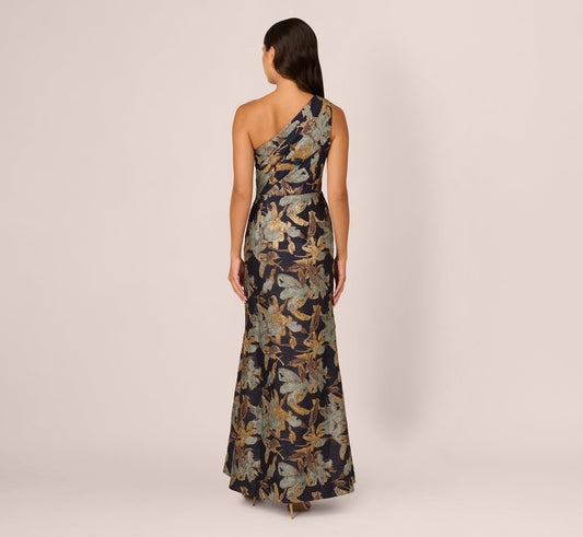 Adrianna Papell AP1E211592 Long One Shoulder Floral Dress