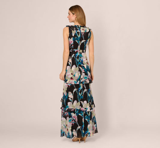 V-Neck Floor-Length Chiffon Occasion Fit & Flare Adrianna Papell AP1E212185