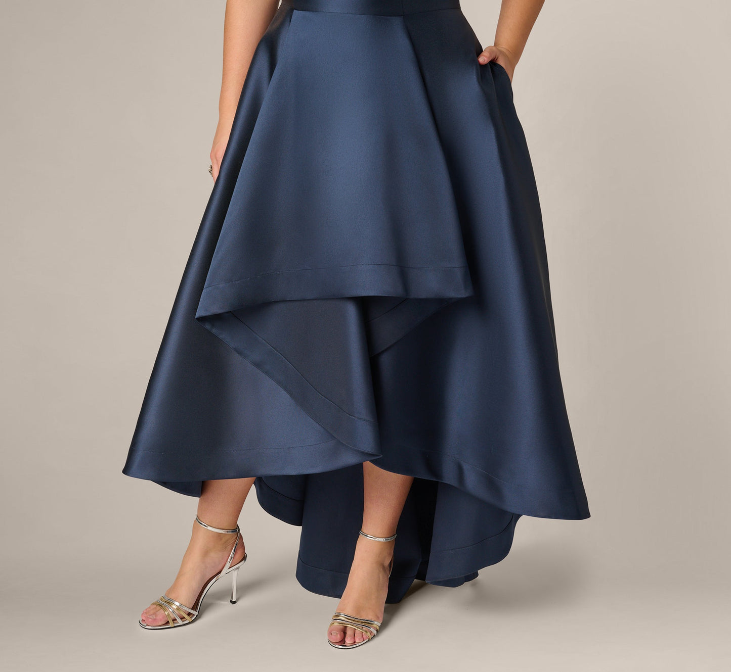 One-Shoulder Floor-Length Satin Occasion A-Line Adrianna Papell AP1E212227