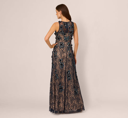 Beaded Lace Long Dress Adrianna Papell AP1E212298