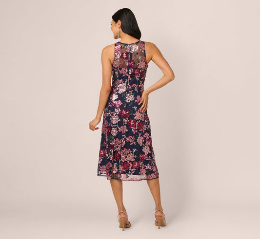 Halter Midi Mesh Formal A-Line Dress by Adrianna Papell AP1E212382