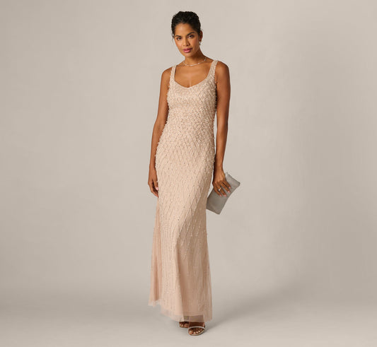 Adrianna Papell AP1E213105 Long Beaded Mermaid Dress