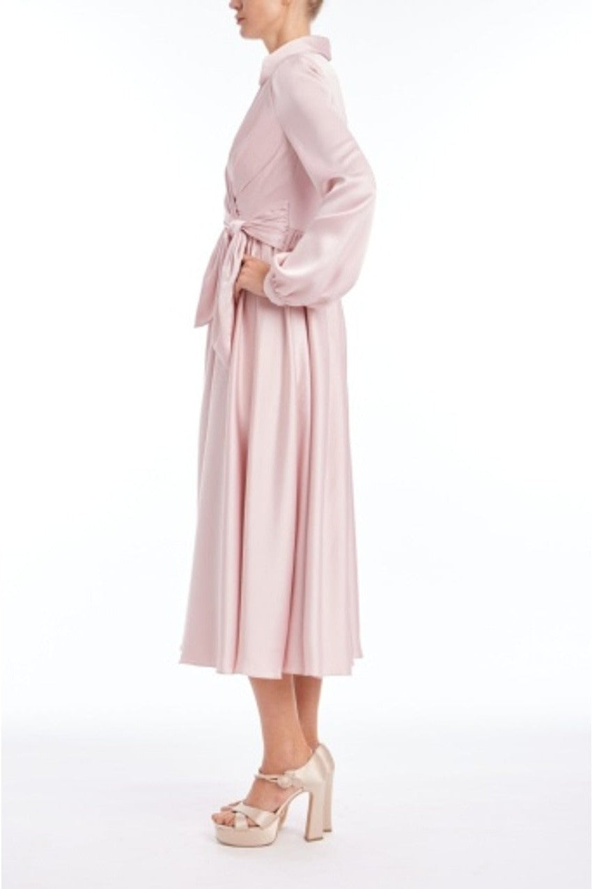 Badgley Mischka Long Sleeve Wrap Full Skirt Midi Dress BSD9086
