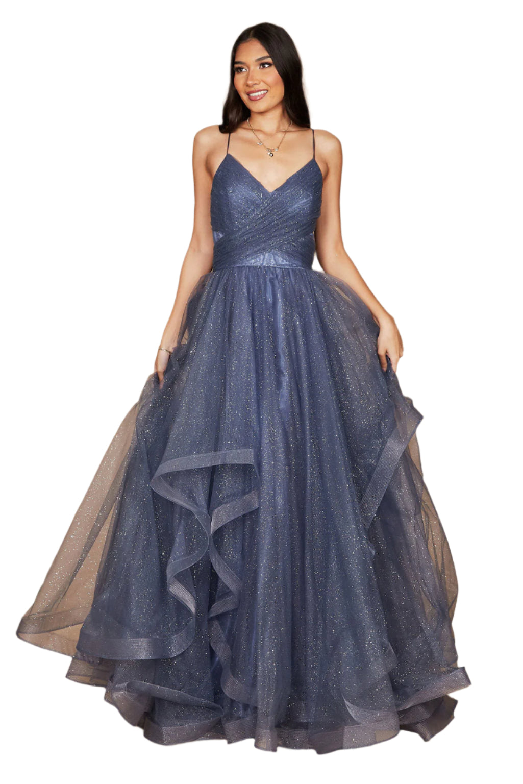 Dylan and Davids Sparkling Full-Length Formal Gown Ball Gown - PERIWINKLE - Front View