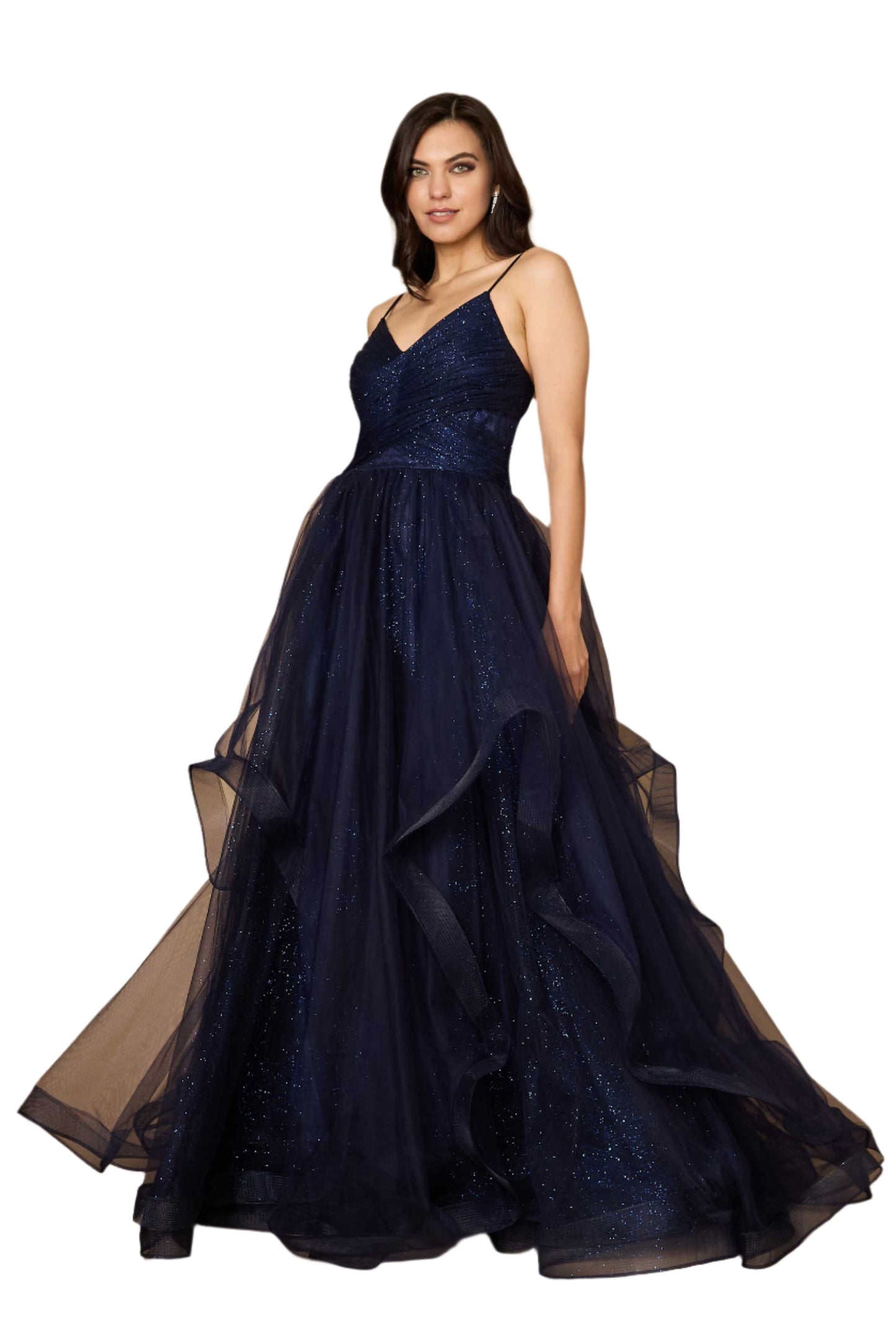 Dylan and Davids Sparkling Full-Length Formal Gown Ball Gown - NAVY - Front View