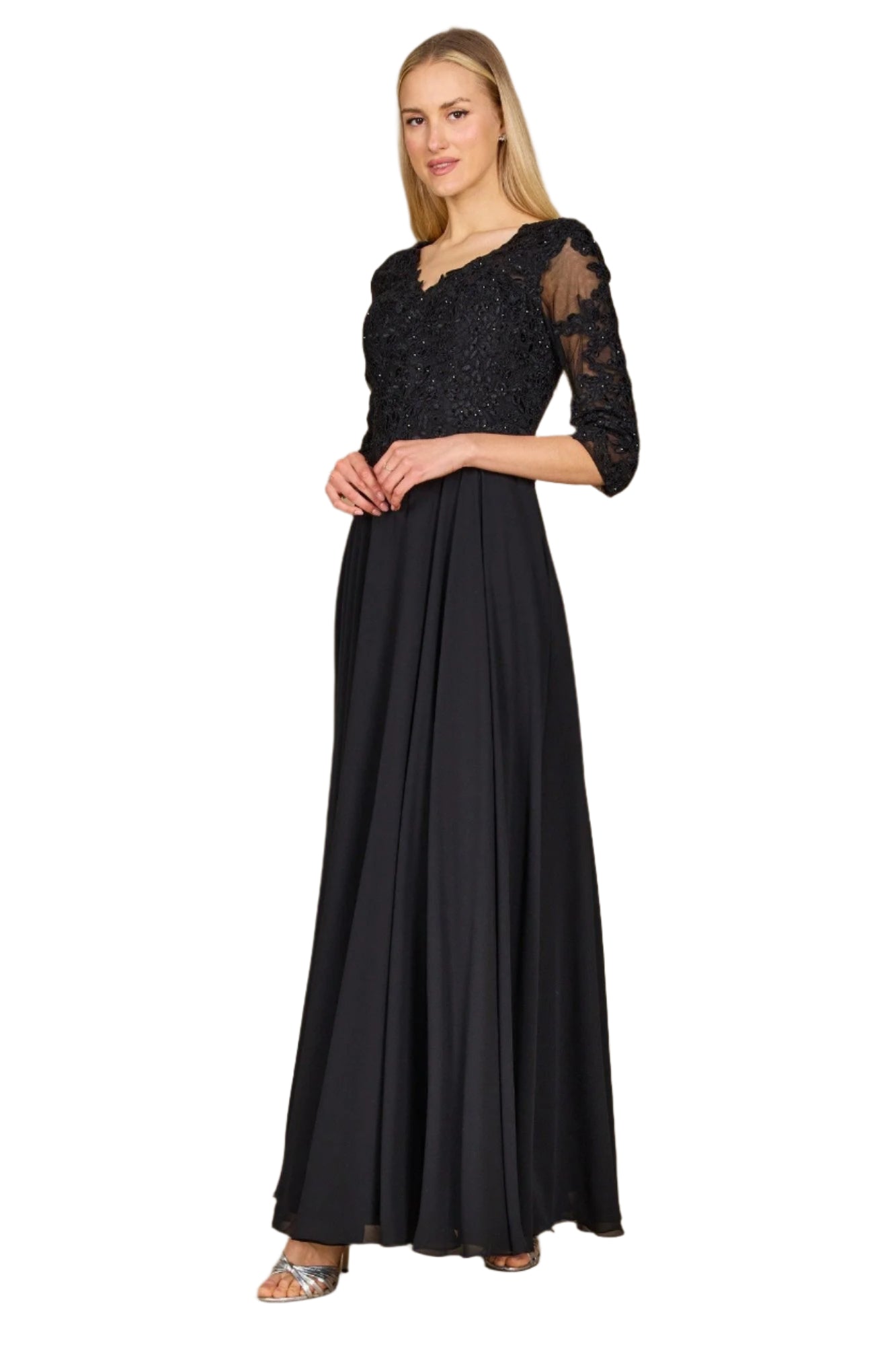 Dylan and Davids Full-Length Formal Gown Mother of the Bride Dress - BLACK - Side