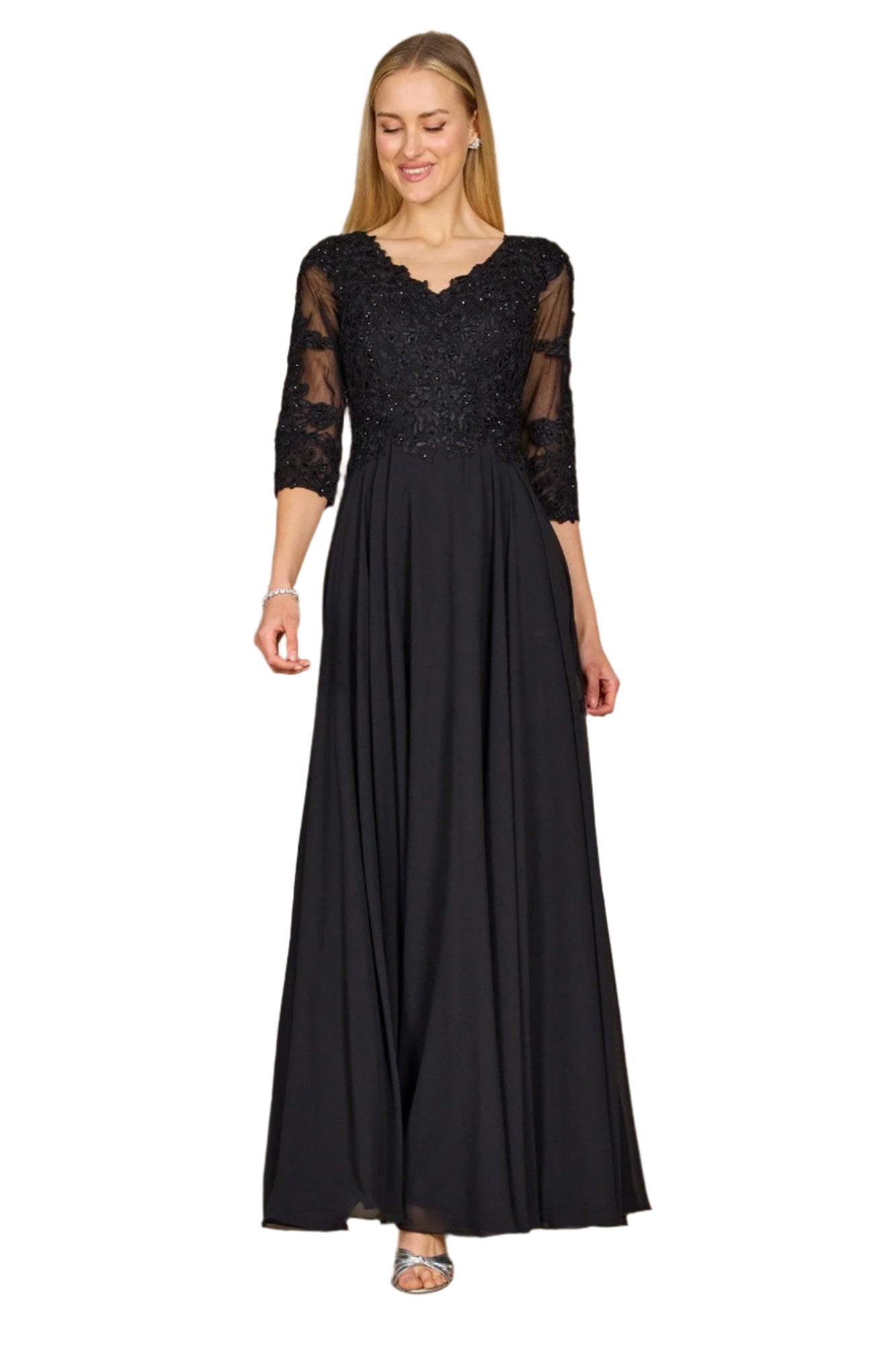 Dylan and Davids Full-Length Formal Gown Mother of the Bride Dress - BLACK - Front