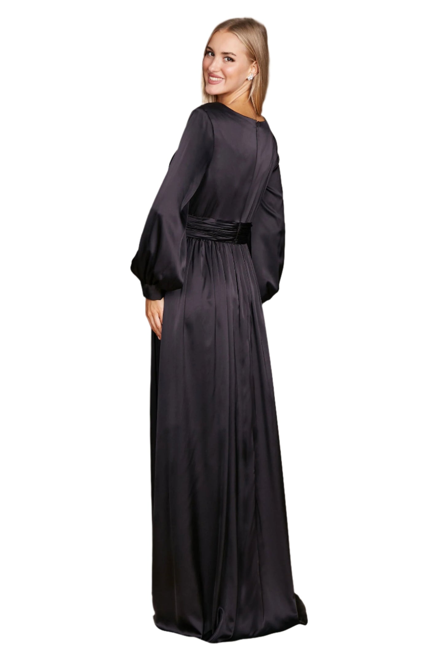 Dylan and Davids Full-Length Sleeve Formal Gown Evening Party Dress - BLACK - Back