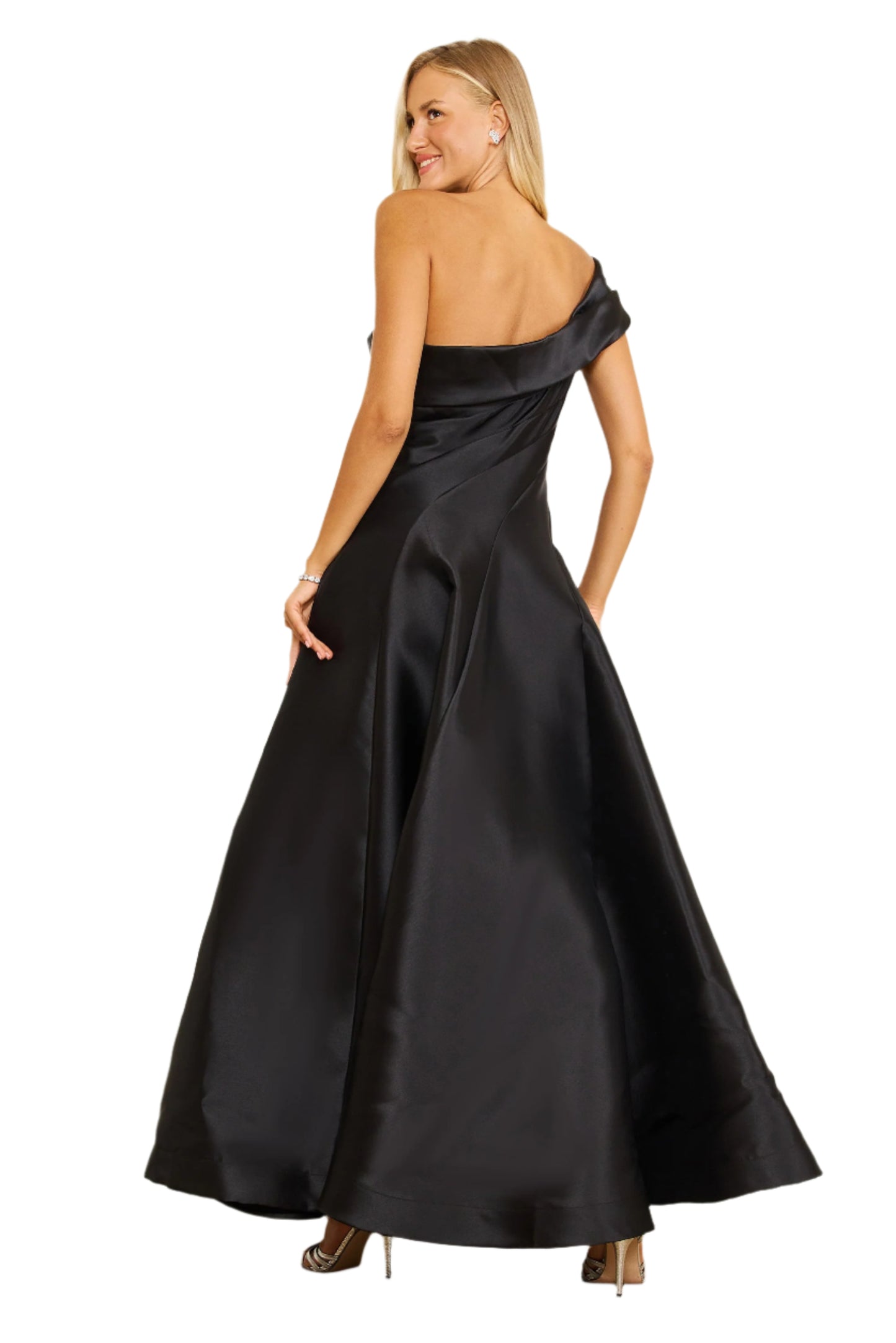 Dylan and Davids One-Shoulder Full-Length Formal Ball Gown Dress - BLACK - Back