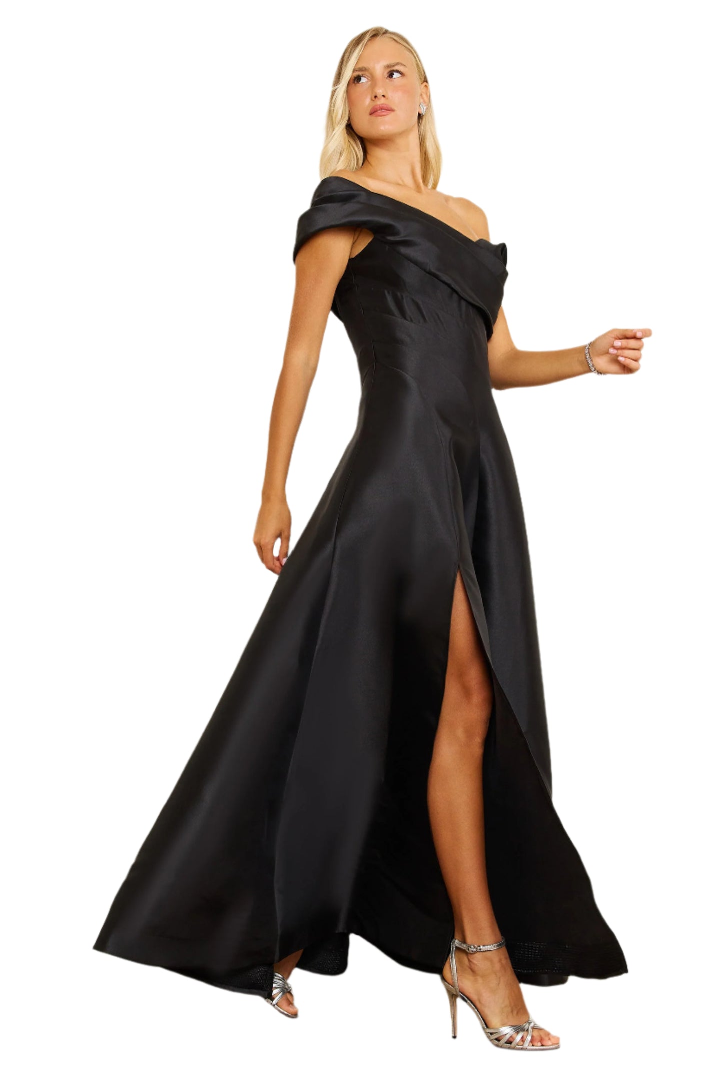 Dylan and Davids One-Shoulder Full-Length Formal Ball Gown Dress - BLACK - Side