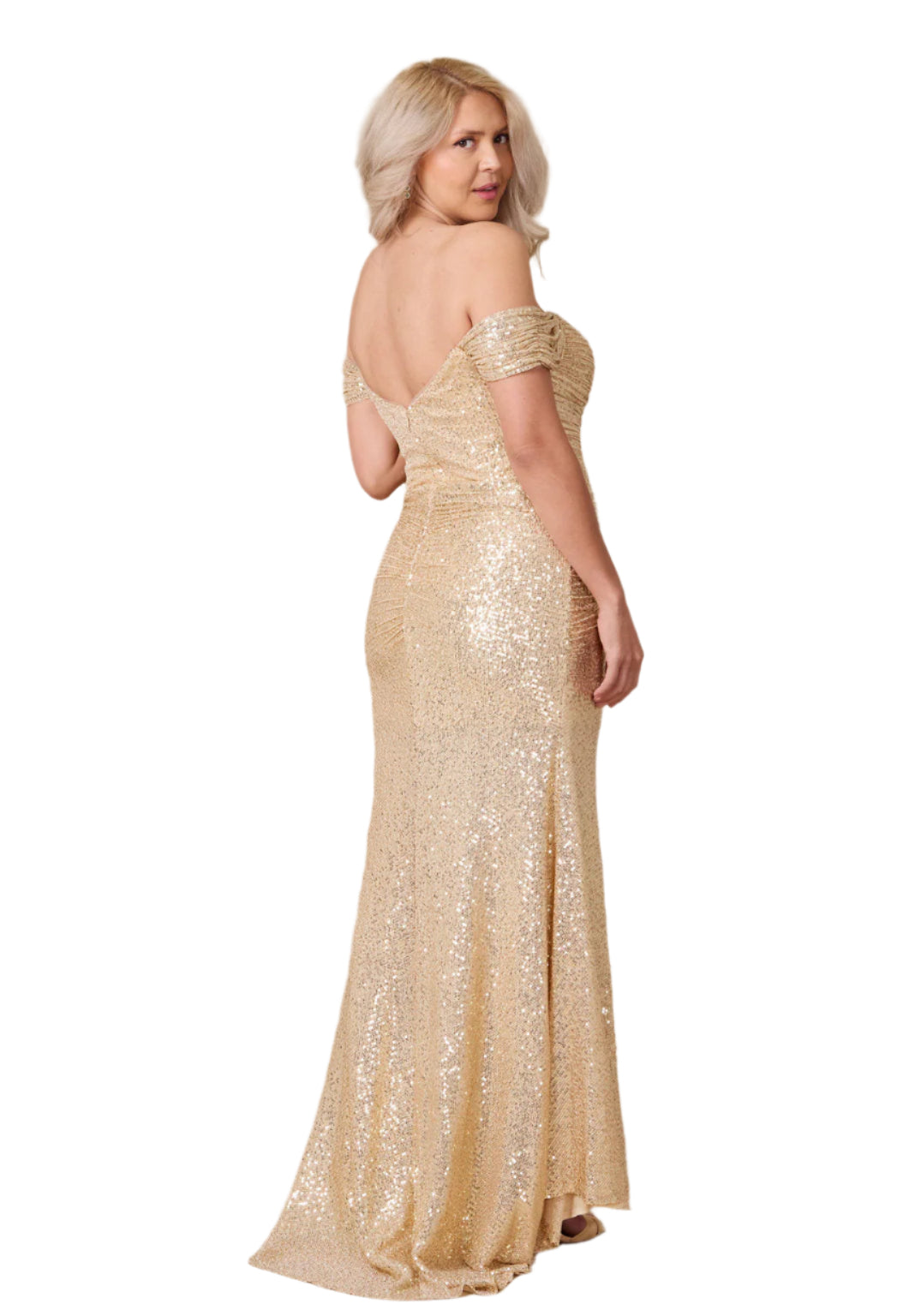 Dylan and Davids Full-Length Mermaid Gown Sequin Formal Party Dress - GOLD - Back