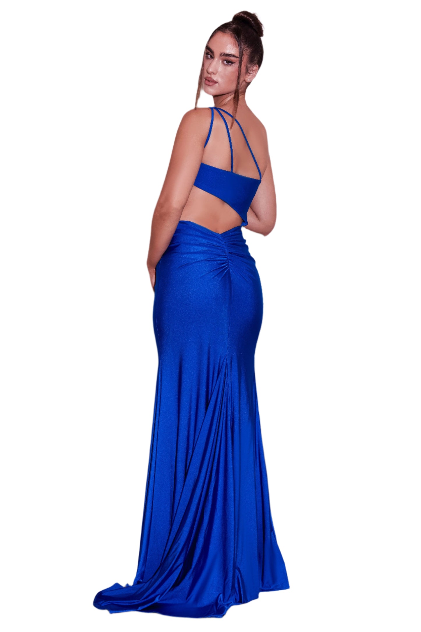 Kos Couture Side Cut Out Sexy Prom Formal Gown Dress - ROYAL BLUE - Back