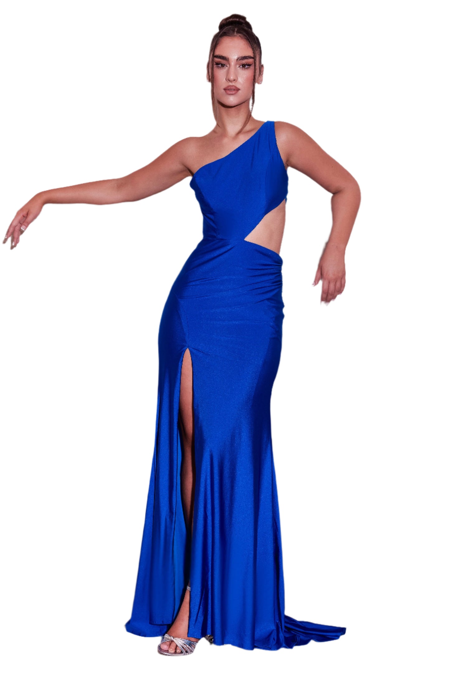 Kos Couture Side Cut Out Sexy Prom Formal Gown Dress - ROYAL BLUE - Front