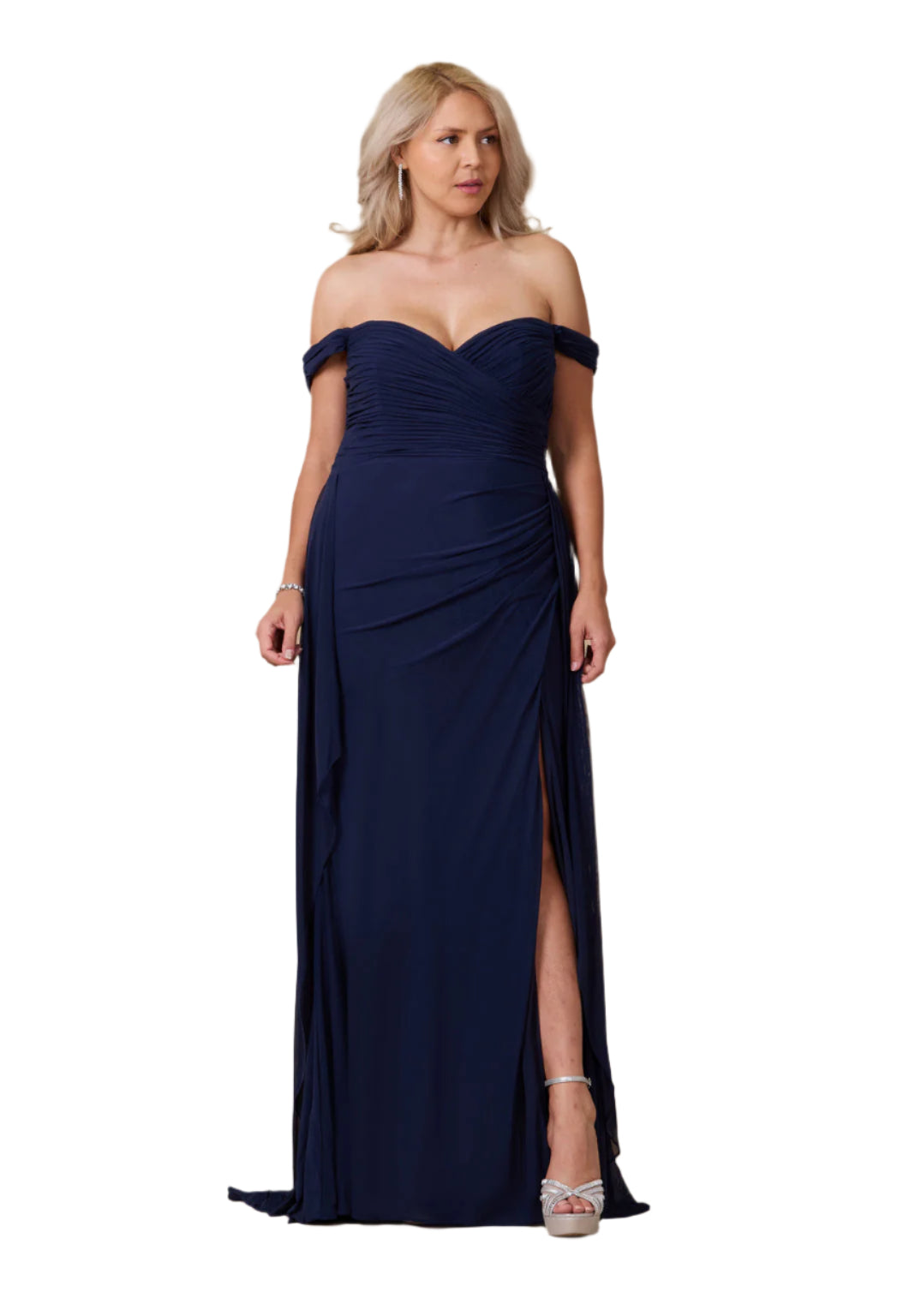 Dylan and Davids Off Shoulder Full-Length Formal Gown Evening Dress - NAVY - Front