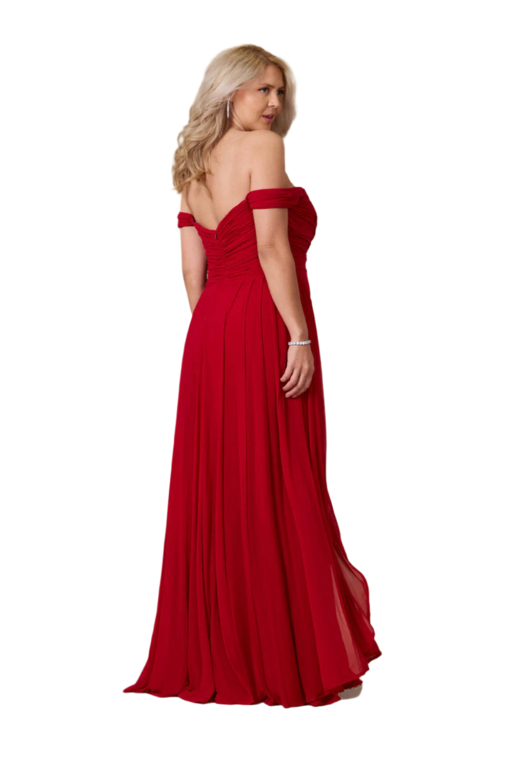 Dylan and Davids Off Shoulder Full-Length Formal Gown Evening Dress - BURGUNDY - Back