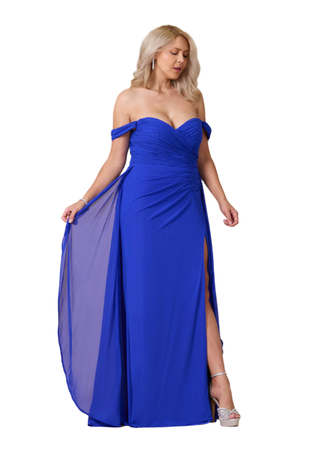 Dylan and Davids Off Shoulder Full-Length Formal Gown Evening Dress - ROYAL - Front View