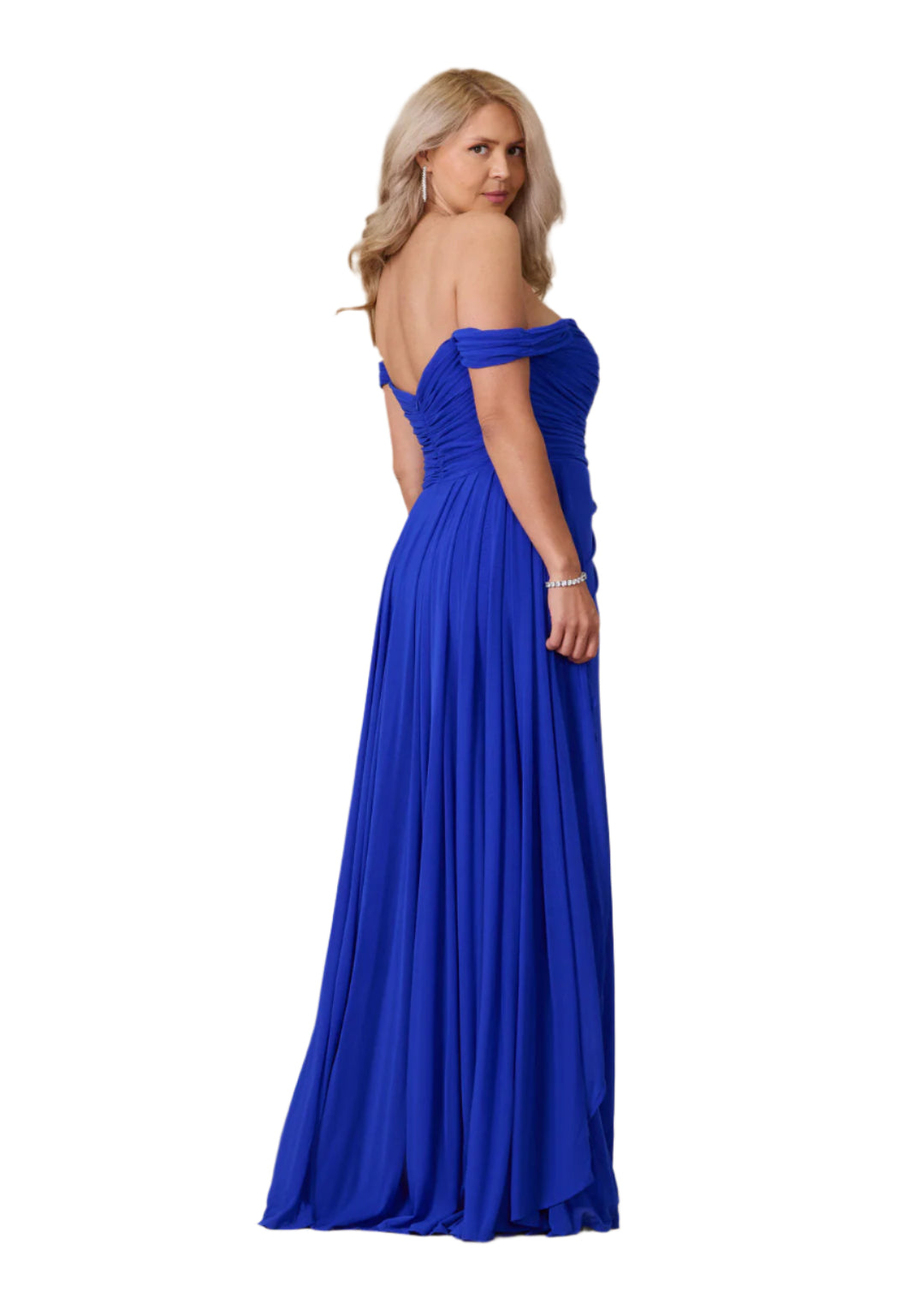 Dylan and Davids Off Shoulder Full-Length Formal Gown Evening Dress - ROYAL - Back
