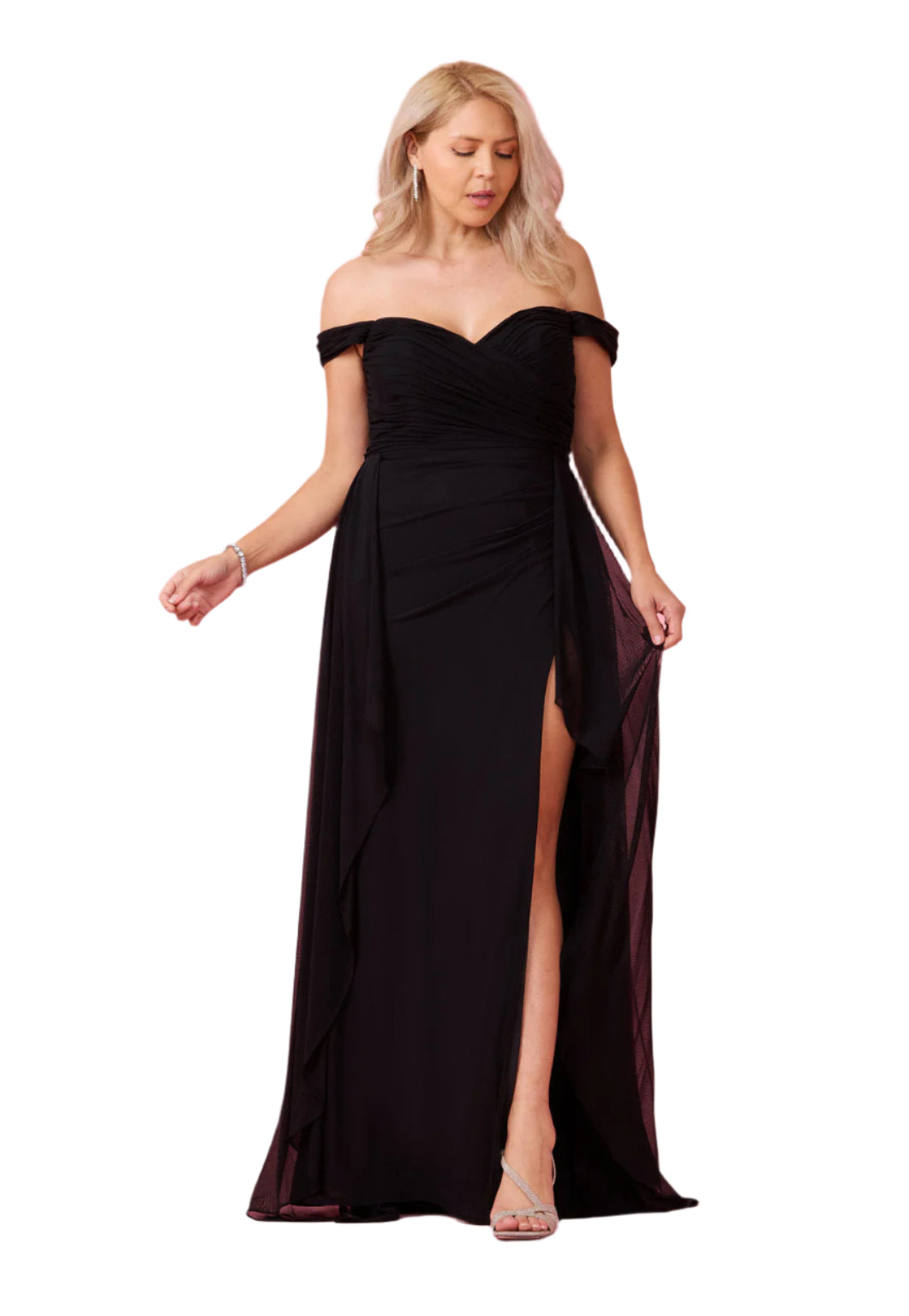 Dylan and Davids Off Shoulder Full-Length Formal Gown Evening Dress - BLACK - Front