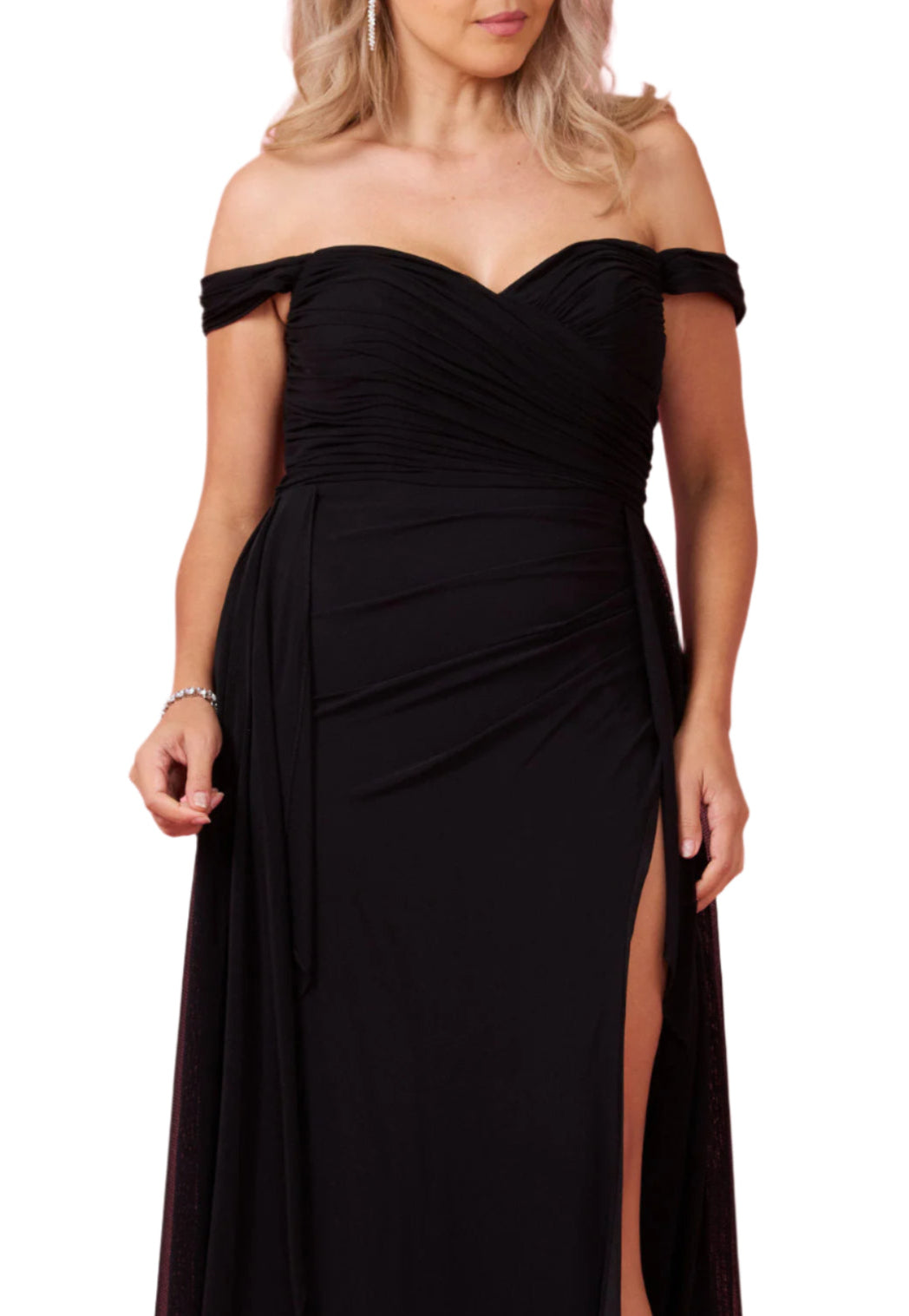 Dylan and Davids Off Shoulder Full-Length Formal Gown Evening Dress - BLACK - Fabric