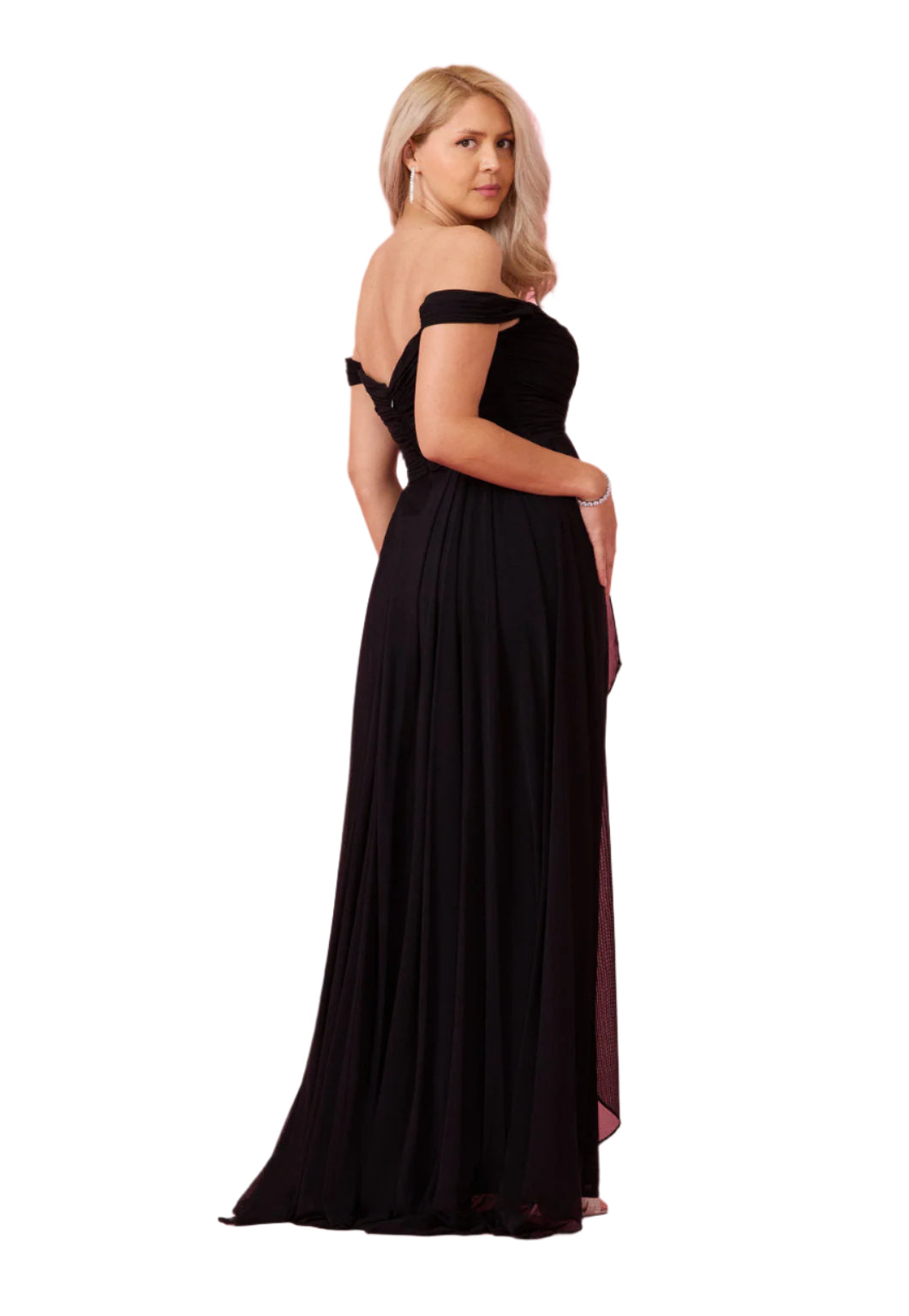 Dylan and Davids Off Shoulder Full-Length Formal Gown Evening Dress - BLACK - Back