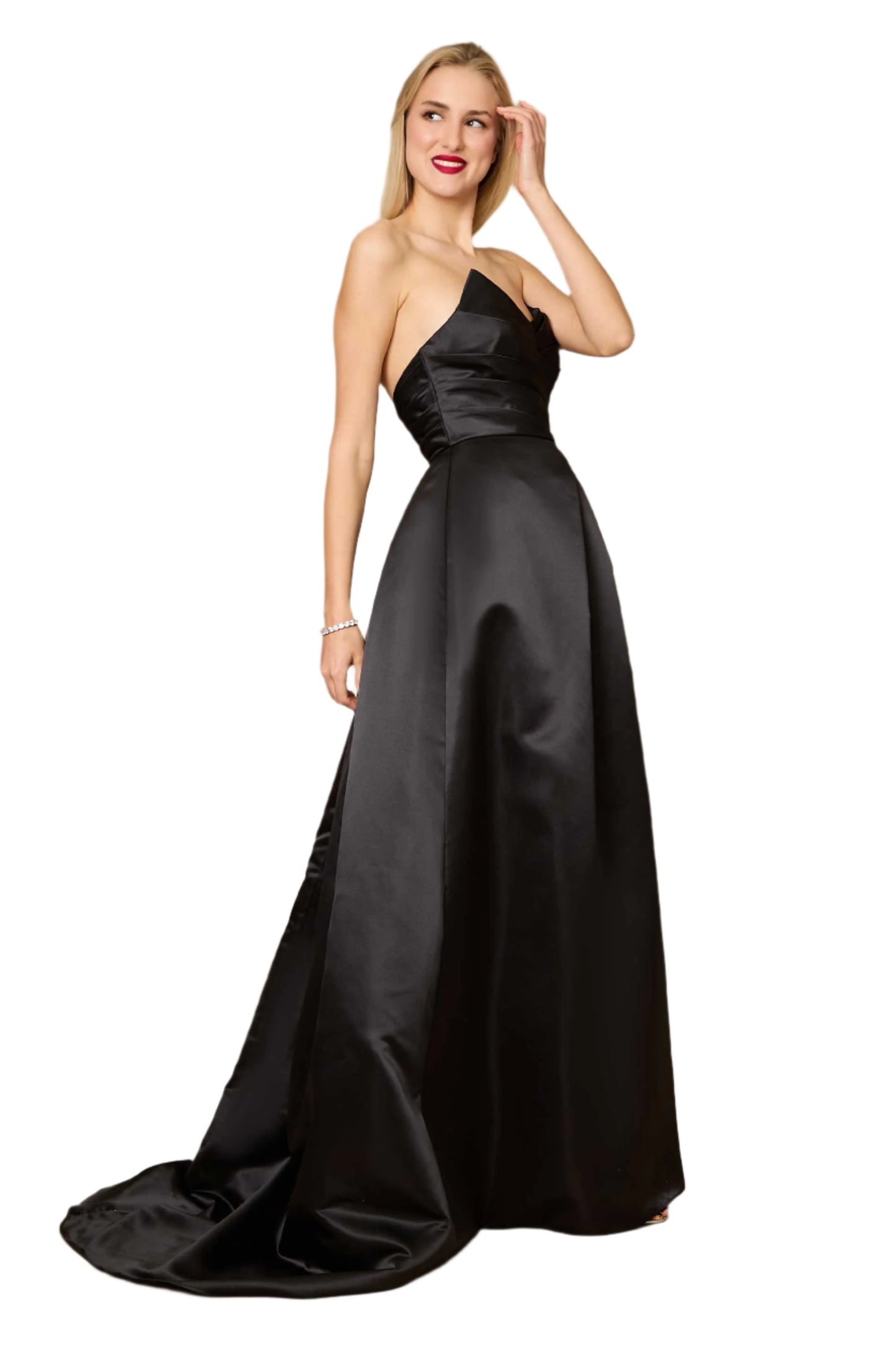 Dylan and Davids Full-Length Black Formal Ball Gown Party Dress - BLACK - Side View