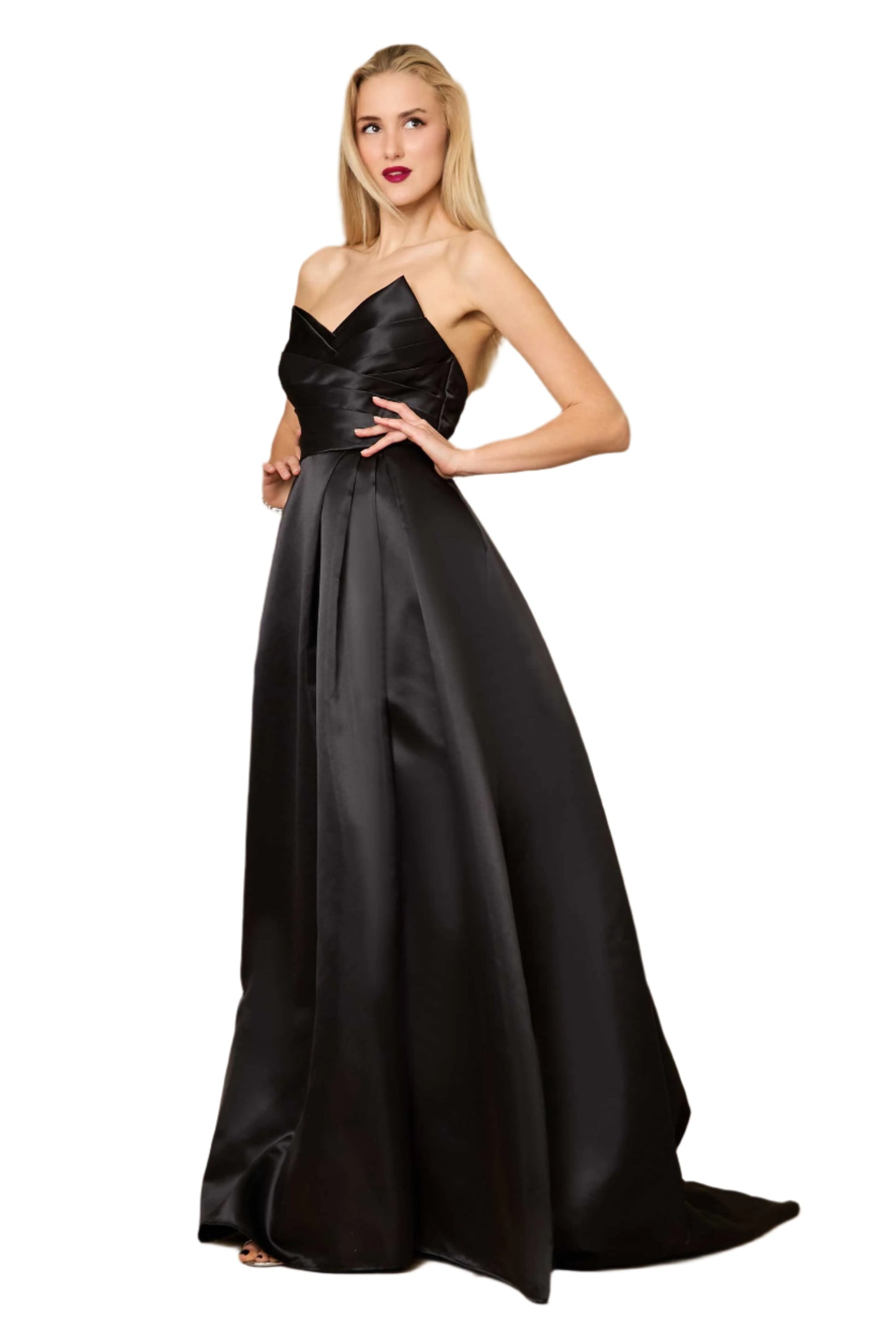 Dylan and Davids Full-Length Black Formal Ball Gown Party Dress - BLACK - Side